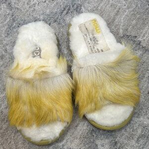 Fuzzy Yellow and White Slippers